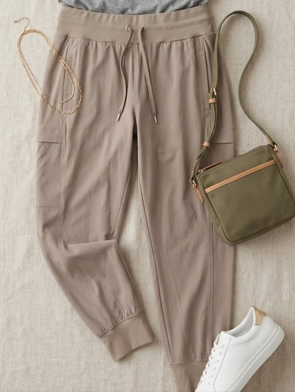 CALIA Taupe Drawstring Jogger Pants